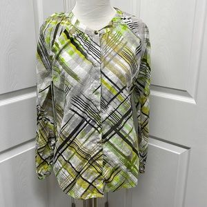 Caribbean Joe Cotton Long Sleeve Blouse Small